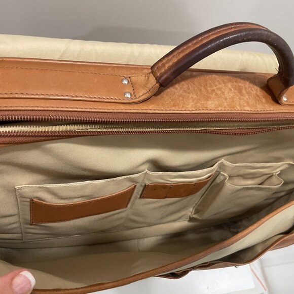 Vintage Coach Tan Leather Laptop Briefcase Messenger Bag Unisex Crossbody Strap - Picture 14 of 14